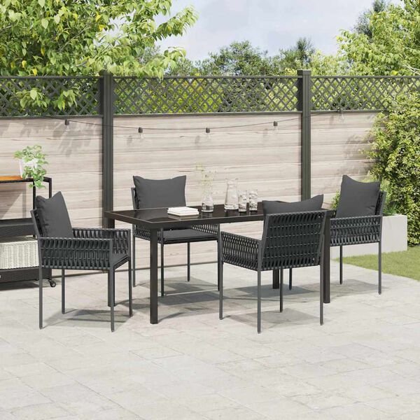 vidaXL Conjunto de Comedor de Jard&iacute;n 5 pcs Negro y Gris