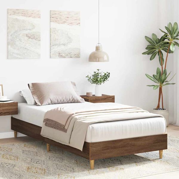 vidaXL Estructura de cama sin colchón madera marrón roble 90x190 cm