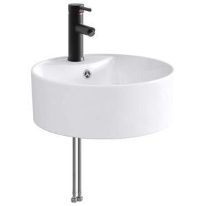 vidaXL Lavabo de ba&ntilde;o con grifo y desag&uuml;e Negro Mate