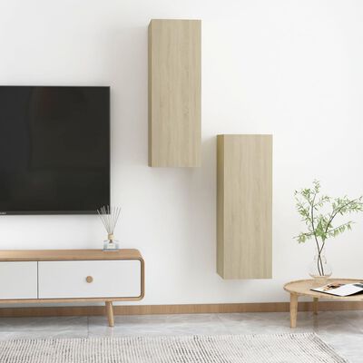 vidaXL Muebles de TV 2 uds madera contrachapada roble 30,5x30x90 cm