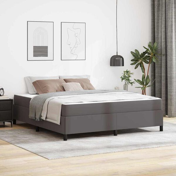 vidaXL Estructura de cama con colchón Gris 180 x 200 cm tela