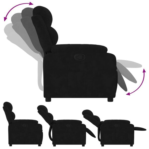 vidaXL Sill&oacute;n reclinable de terciopelo negro