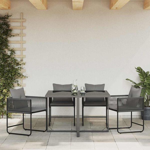vidaXL Sillas de jardín 4 pcs Negro y antracita 50.5 x 53.5 x 63.5 cm