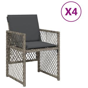 vidaXL Sillones de jard&iacute;n con cojines 4 uds rat&aacute;n sint&eacute;tico gris