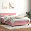 vidaXL Cama box spring con colch&oacute;n y LED terciopelo rosa 140x220 cm