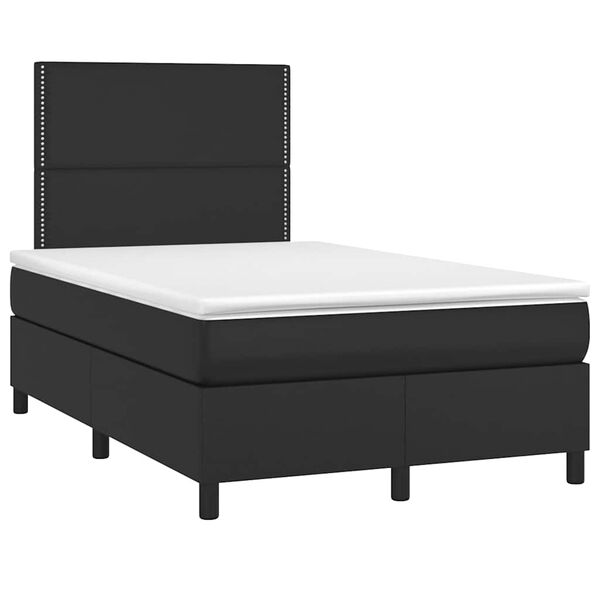 vidaXL Cama box spring con colch&oacute;n LED cuero sint&eacute;tico negro 120x190cm