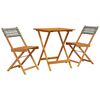 vidaXL Juego de bistro de 3 piezas rat&aacute;n PE y madera maciza gris