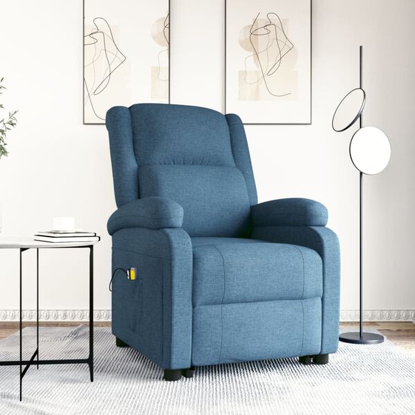 vidaXL Sillón de masaje elevable de tela azul