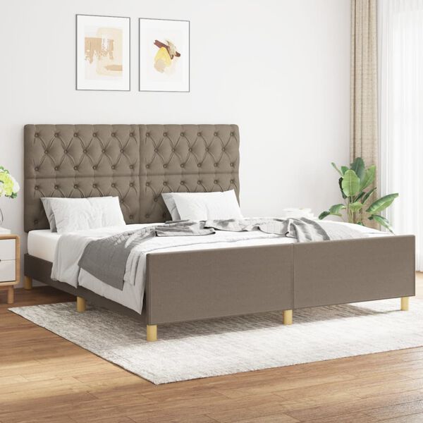 vidaXL Cama sin colch&oacute;n tela gris taupe 160x200 cm
