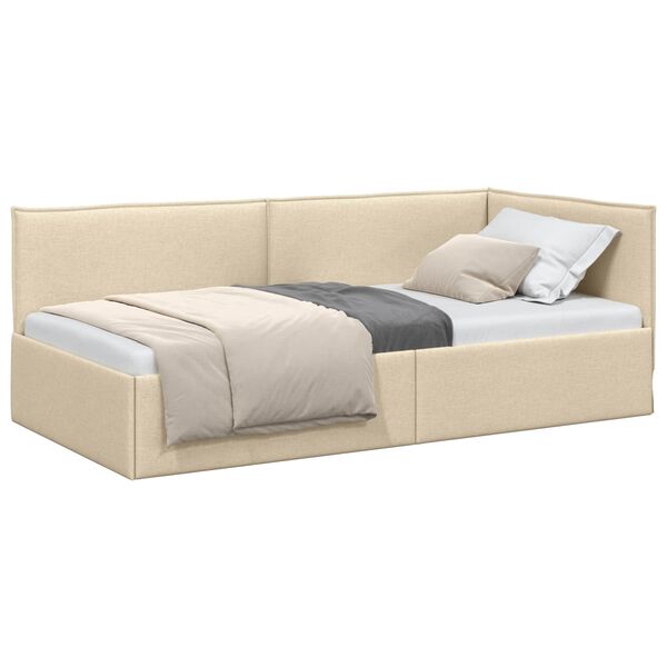 vidaXL Estructura de cama en esquina Crema 80 x 200 cm Terciopelo