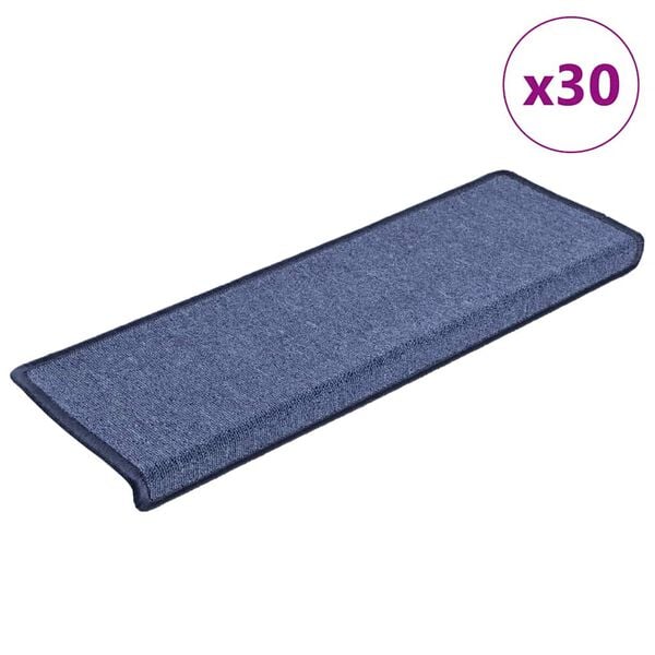 vidaXL Alfombrillas para escaleras 30 unidades 65x21x4 cm Azul Borde Rectangular