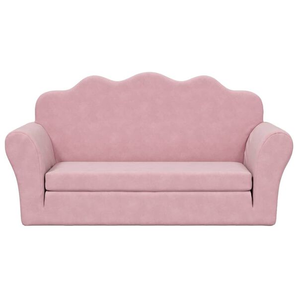 vidaXL Sof&aacute; cama infantil 2 plazas felpa suave rosa