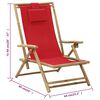 vidaXL Silla de relax reclinable de bambú y tela roja