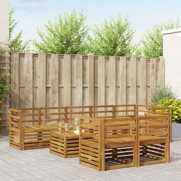 vidaXL Juegos de sof&aacute;s 9 pcs Natural Madera de Acacia S&oacute;lida