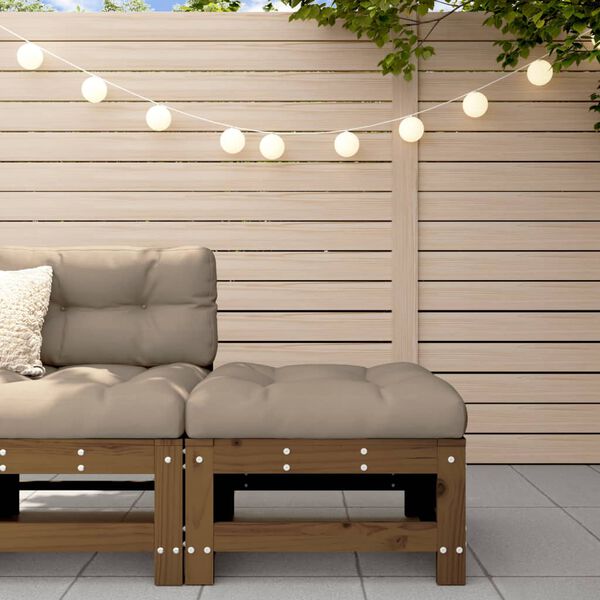 vidaXL Taburete de jardín con cojín madera maciza de pino marrón miel