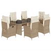 vidaXL Set comedor de jard&iacute;n 7 pzas con cojines rat&aacute;n sint&eacute;tico beige