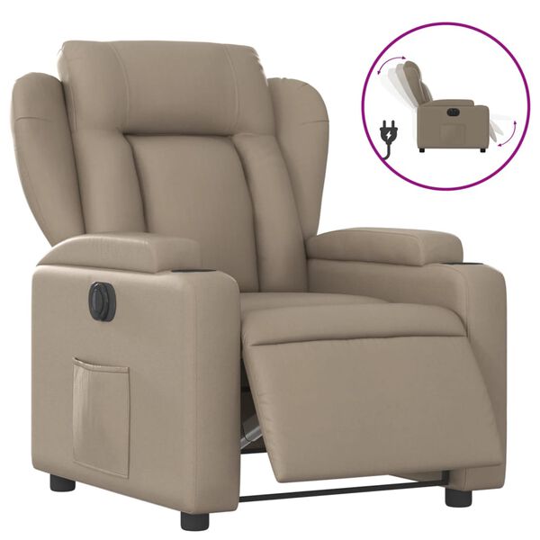 vidaXL Sill&oacute;n reclinable el&eacute;ctrico de cuero sint&eacute;tico color capuchino