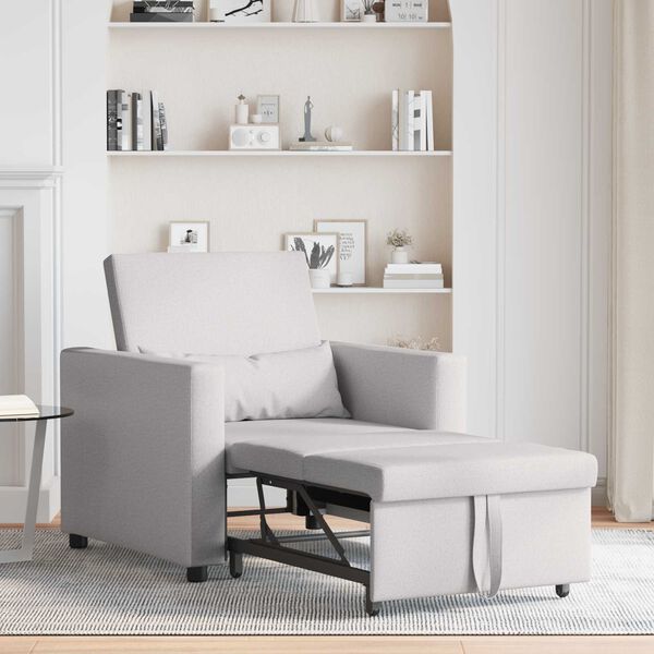 vidaXL Sofá Cama Individual con ruedas Gris nube 90 x 165 x 87 cm tela