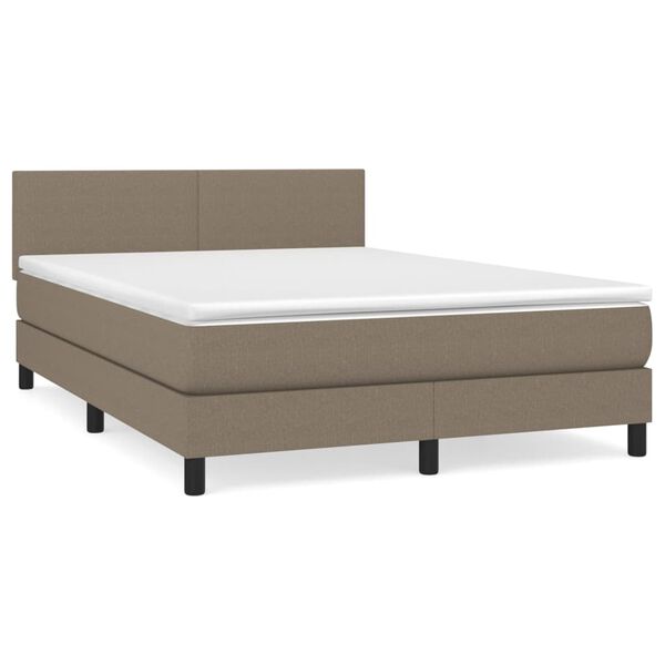 vidaXL Cama box spring con colch&oacute;n tela gris taupe 140x190 cm