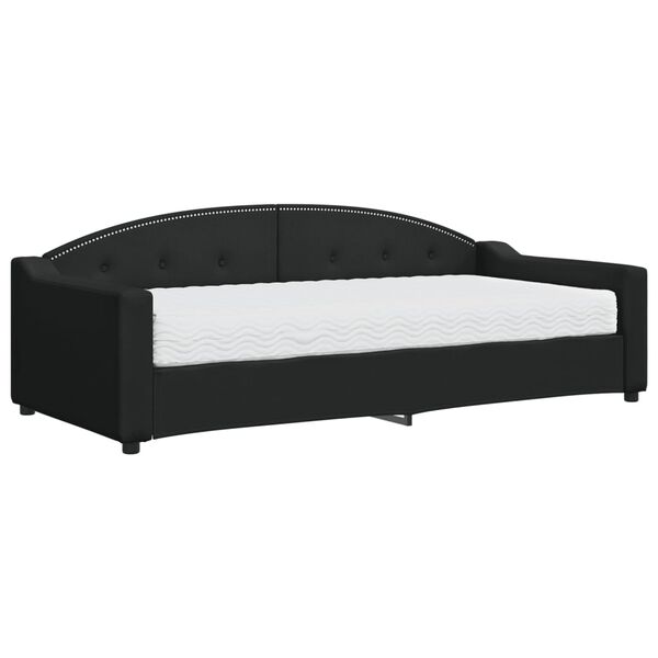 vidaXL Sof&aacute; cama con colch&oacute;n tela negro 90x200 cm