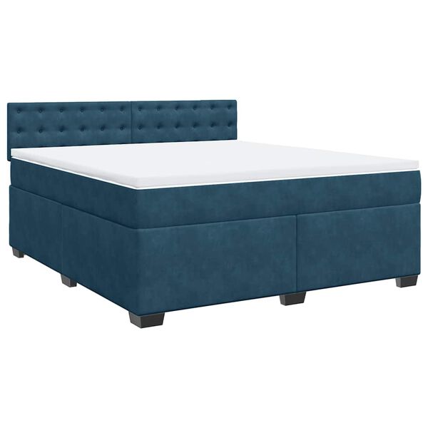 vidaXL Cama box spring con colch&oacute;n terciopelo azul 180x200 cm