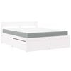 vidaXL Cama con cajones y colch&oacute;n madera maciza pino blanca 160x200 cm