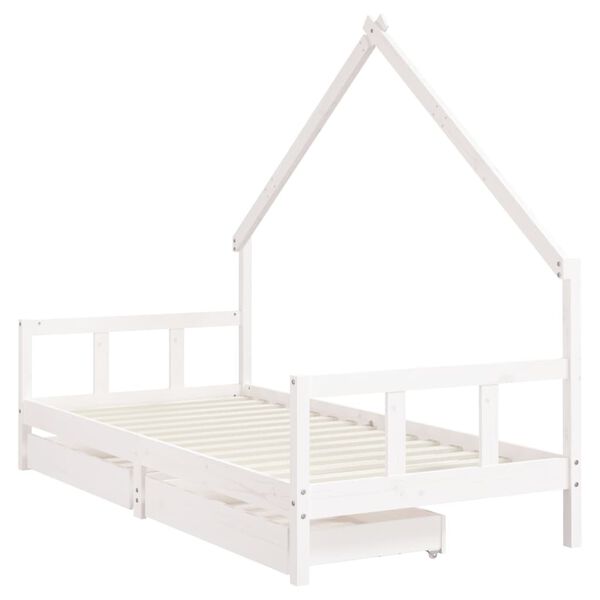 vidaXL Estructura cama ni&ntilde;os con cajones madera pino blanco 90x200 cm