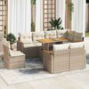 vidaXL Set sof&aacute;s jard&iacute;n y cojines 9 pzas rat&aacute;n sint&eacute;tico acacia beige
