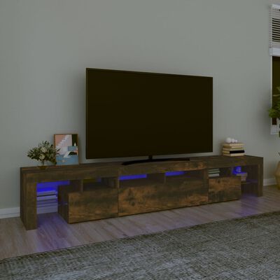 vidaXL Mueble de TV con luces LED color roble ahumado 230x36,5x40 cm