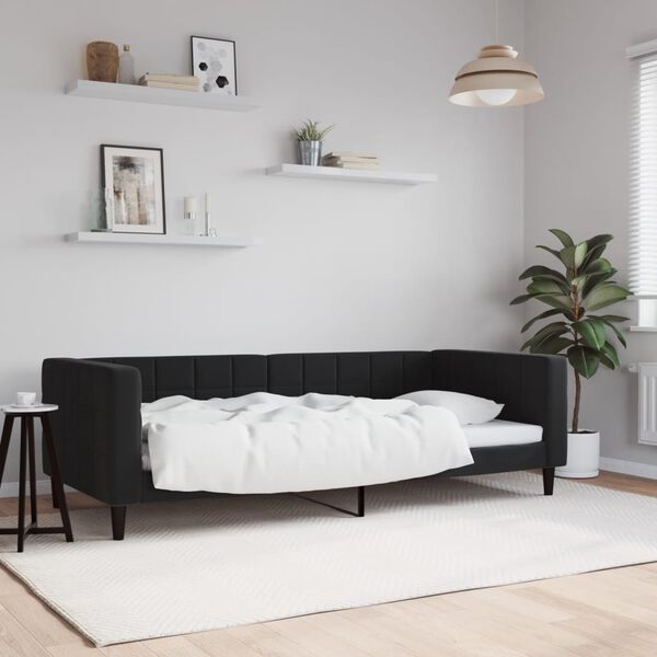 vidaXL Sof&aacute; cama sin colch&oacute;n terciopelo negro 90x190 cm