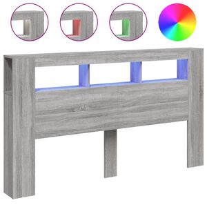 vidaXL Cabecero LED madera ingenier&iacute;a gris Sonoma 180x18,5x103,5 cm