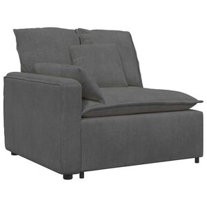 vidaXL M&oacute;dulo de reposabrazos para sof&aacute; modular con cojines, gris oscuro, 100 cm