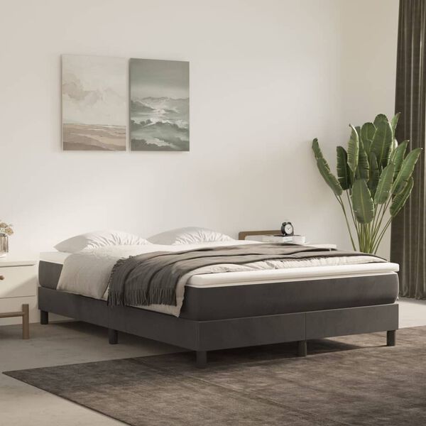 vidaXL Estructura de cama con somier terciopelo gris oscuro 140x190cm