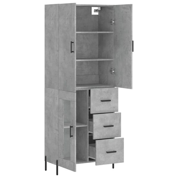 vidaXL Aparador alto madera contrachapada gris hormig&oacute;n 69,5x34x180 cm