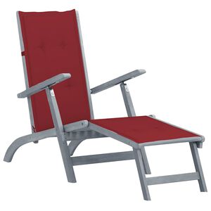 vidaXL Tumbona de jard&iacute;n con reposapi&eacute;s y coj&iacute;n madera maciza acacia