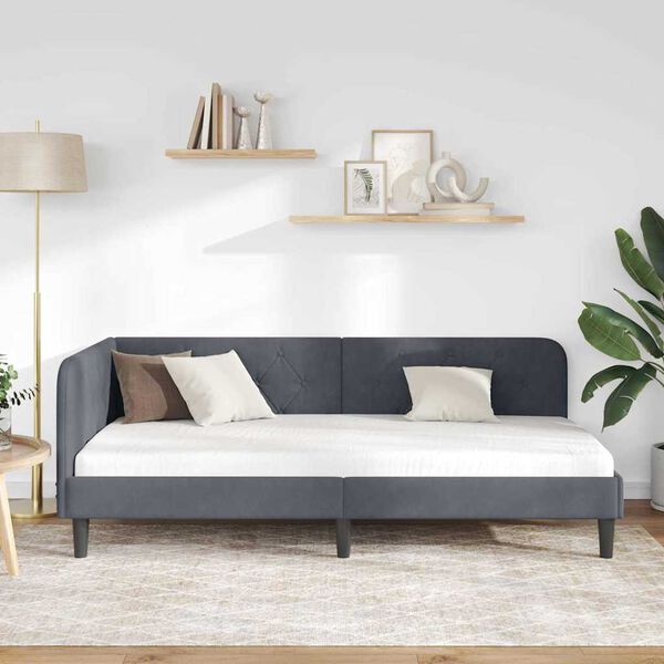 vidaXL Estructura de cama en esquina Gris oscuro 100 x 200 cm