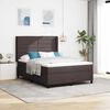 vidaXL Cama Box Spring LED con colch&oacute;n Marr&oacute;n Oscuro 140 x 190 cm tela