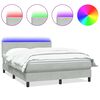 vidaXL Cama box spring con colch&oacute;n y LED terciopelo gris claro 140x210 cm