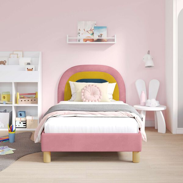 vidaXL Estructura de cama con cabecera Rosa 80 x 160 cm Terciopelo
