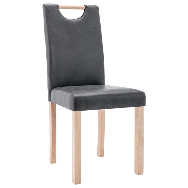 vidaXL Sillas de comedor 6 unidades piel de ante artificial gris