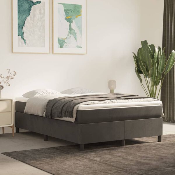 vidaXL Estructura de cama con somier terciopelo gris oscuro 140x190cm