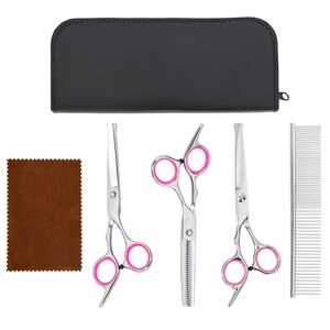 vidaXL Set de tijeras de peluquer&iacute;a canina 4 piezas acero inoxidable