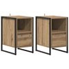 vidaXL Mesa de Noche con caj&oacute;n 2 pcs Roble Artesanal 39,5 x 30 x 50 cm