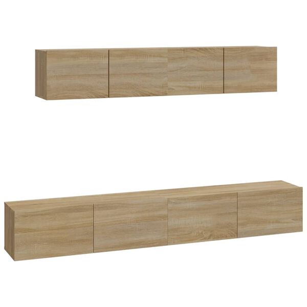 vidaXL Set de muebles para TV 4 pzas madera contrachapada roble Sonoma
