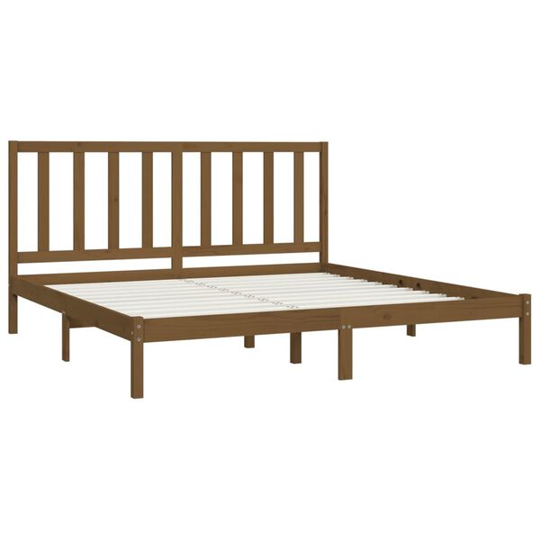 vidaXL Estructura cama sin colch&oacute;n madera pino marr&oacute;n miel 200x200 cm