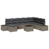 vidaXL Conjunto de sof&aacute; de jard&iacute;n con almohada 9 pcs Gris Polirat&aacute;n