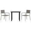 vidaXL Juego de comedor jard&iacute;n 3 pzas rat&aacute;n sint&eacute;tico acero gris negro