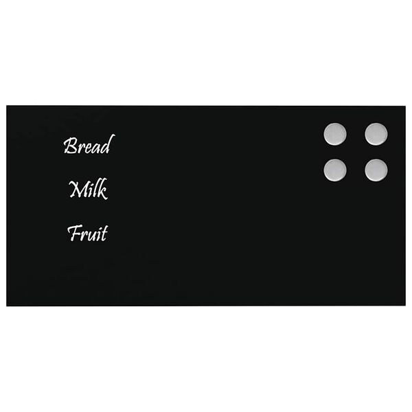 vidaXL Pizarra magn&eacute;tica de pared vidrio templado negro 40x20 cm