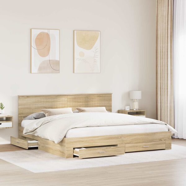 vidaXL Estructura de cama con cabecera Roble Sonoma 200 x 200 cm
