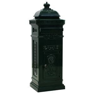 vidaXL Buz&oacute;n de columna de aluminio estilo vintage inoxidable verde